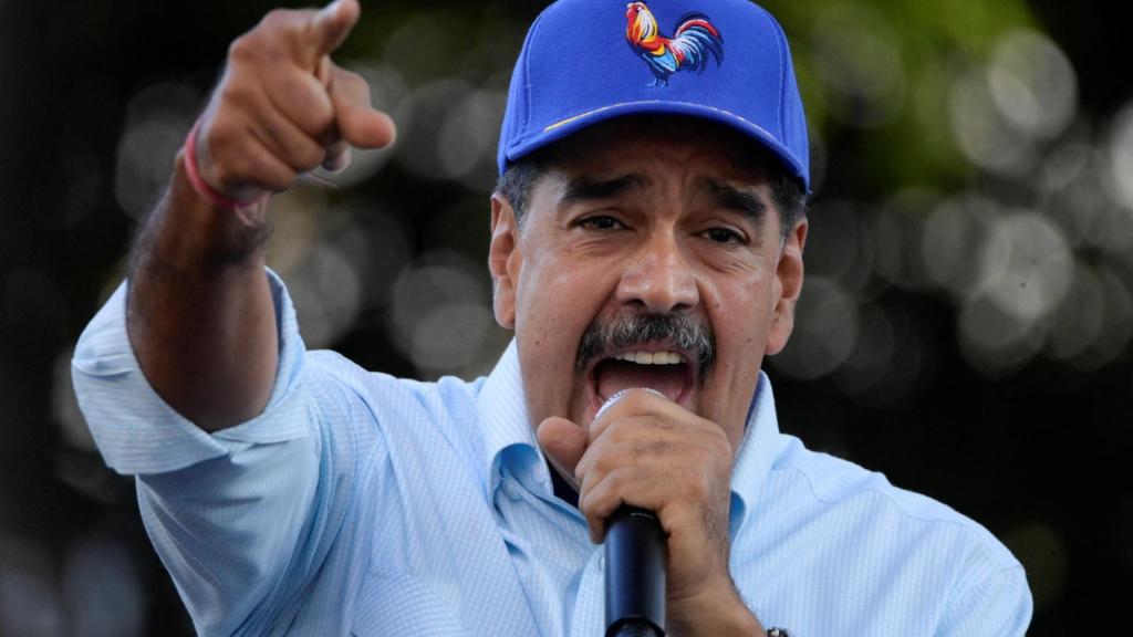 Nicolás Maduro en una marcha por su victoria en Caracas.