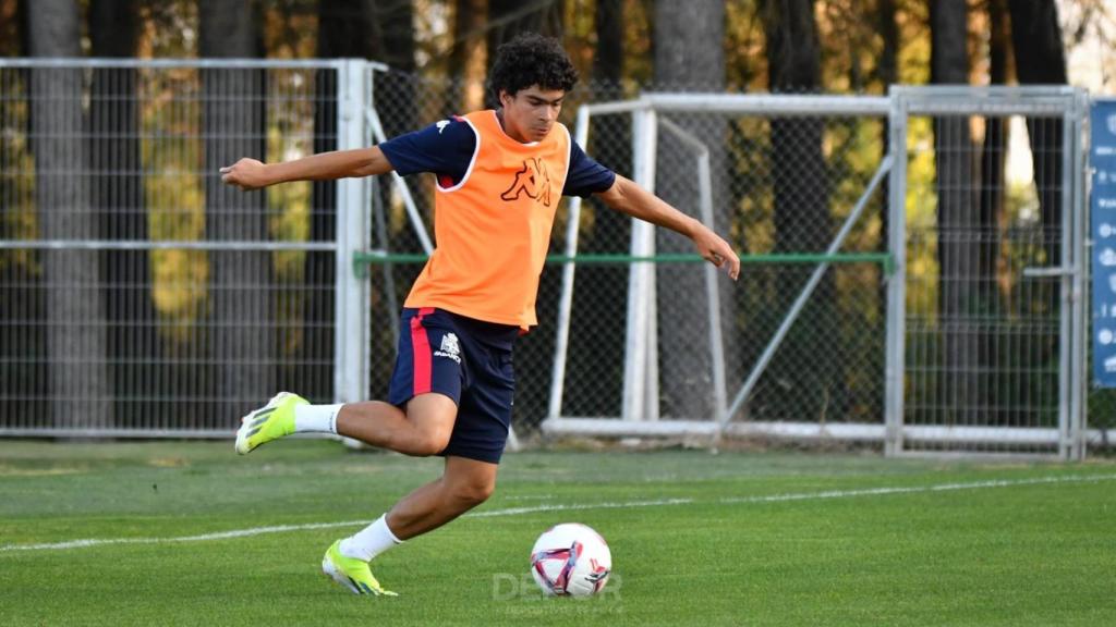 Pablo García, durante un entrenamiento con el Deportivo.