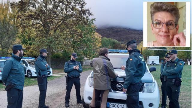 Imagen de María Teresa Ariño y de una de las batidas desarrolladas en Valle de Tera para su localización