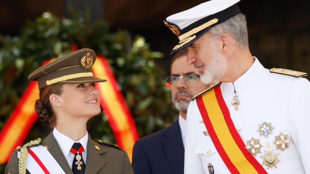 Felipe VI y Leonor en la Escuela Naval de Marín el pasado julio.