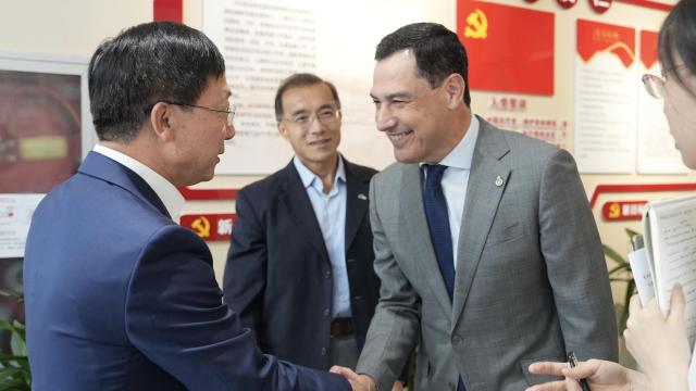 El presidente de la Junta de Andalucía, Juanma Moreno, durante su visita a China.