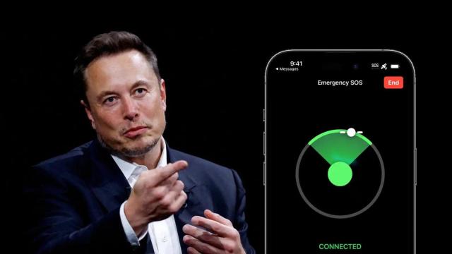 Elon Musk junto a la función de llamadas vía satélite de Apple