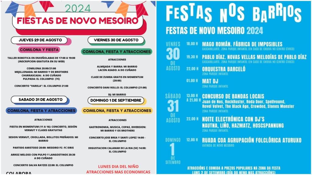 Programas de las dos fiestas de Novo Mesoiro