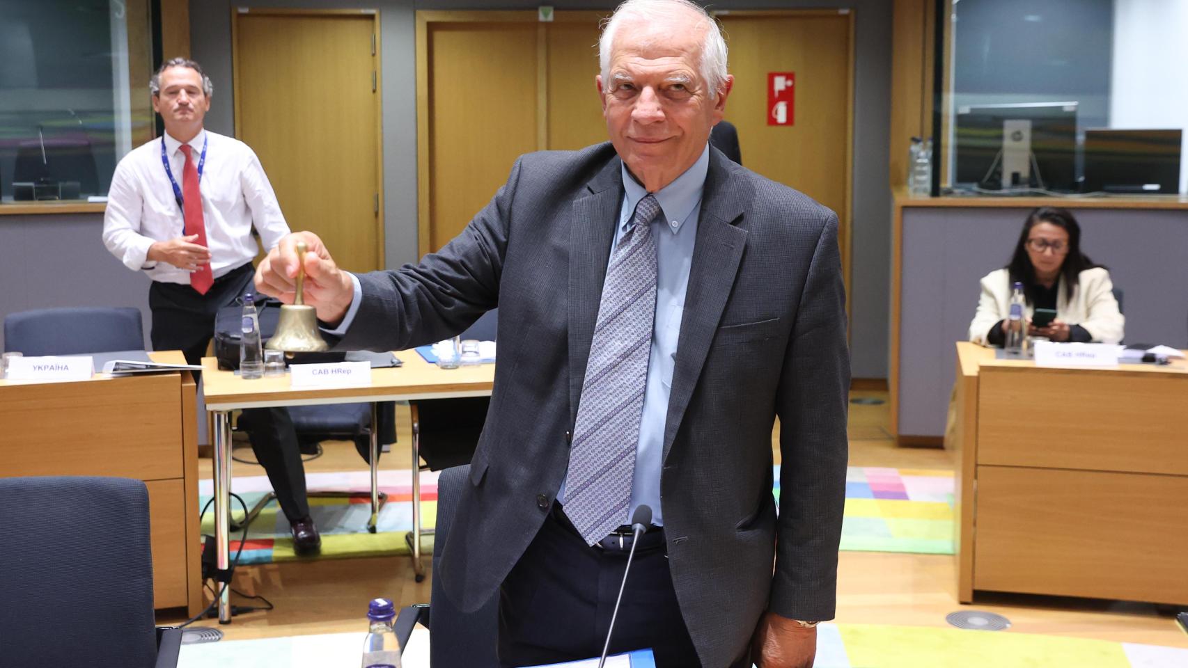 El jefe de la diplomacia europea, Josep Borrell, durante la reunión de este jueves en Bruselas.