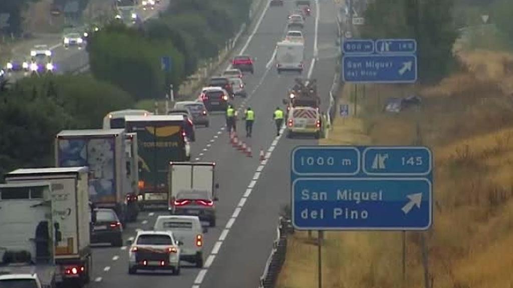 Retenciones en la A-62 tras el accidente