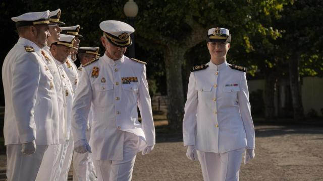 La Princesa Leonor a su llegada a la Escuela Naval de Marín.