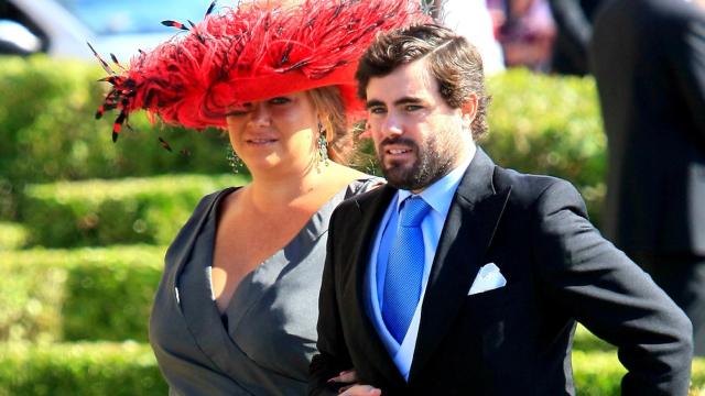 Antonio Matos y Caritina Goyanes en la boda de Rafael Medina Abascal y Laura Vecino, en Toledo, en 2010.