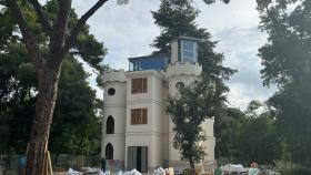 El Castillo de la Aemet en El Retiro, durante las obras de remodelación.