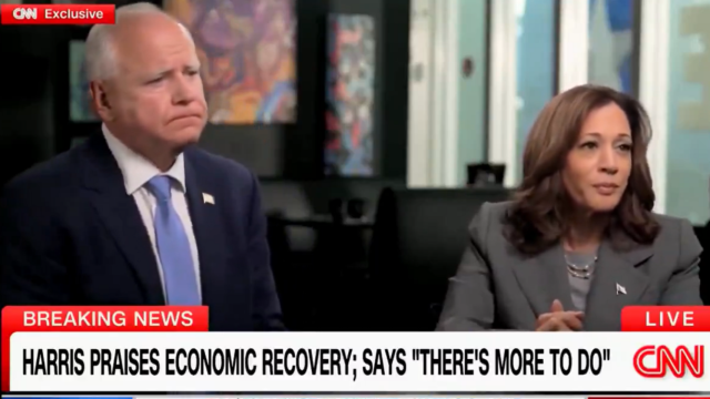 Tim Walz y Kamala Harris durante la entrevista en la CNN.