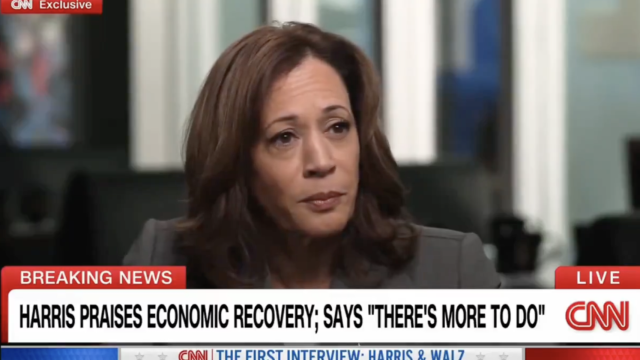 Kamala Harris durante su entrevista en la CNN.