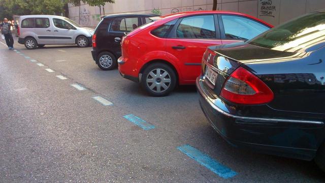 Aparcamientos de zona azul en Sevilla.