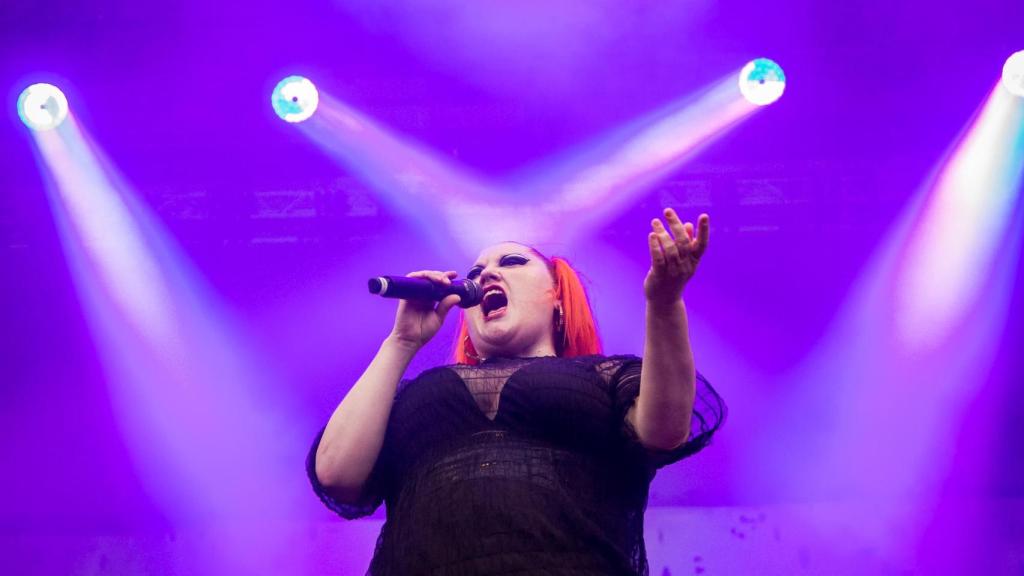 Beth Ditto, cantante de Gossip, durante la actuación de la banda este viernes en Kalorama Madrid. Foto: Martín Page