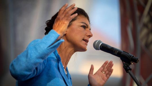 La líder de BSW Sahra Wagenknecht en un mitin cuando formaba parte del partido la Izquierda