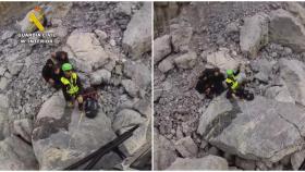 Rescate de cinco montañeros de Zaragoza en la Gruta de Casteret (Fanlo) el viernes.