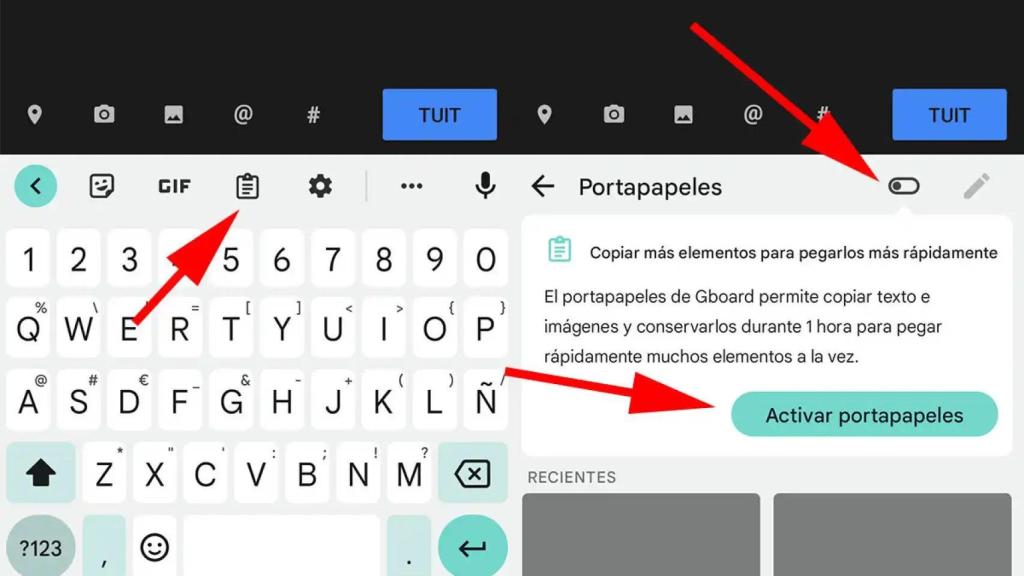 Así se activa el portapapeles en Gboard