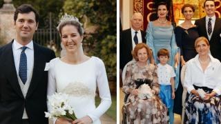 Las fotos de la  boda de Victoria López-Quesada: el look de la novia y la elegancia de las infantas y la reina Sofía