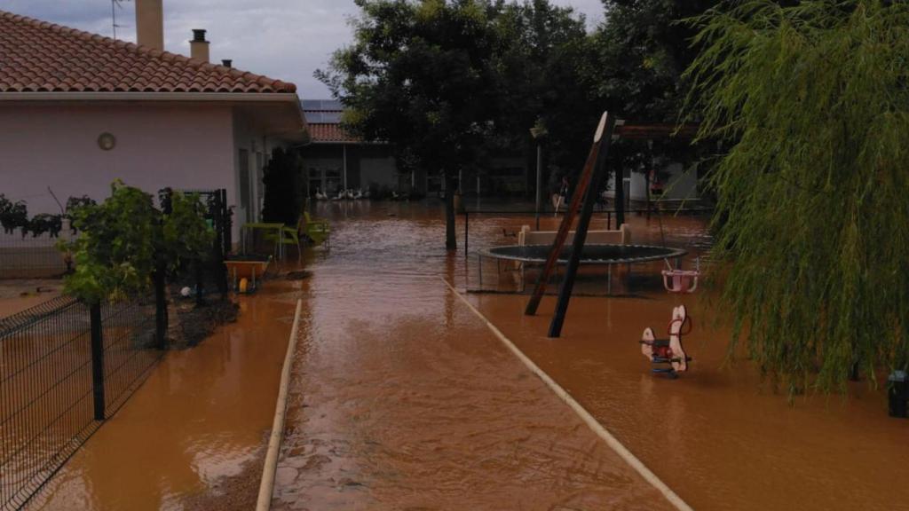 El municipio zaragozano de Romanos inundado por las lluvias