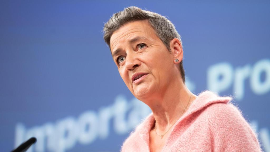 La vicepresidenta de la Comisión responsable de Competencia, Margrethe Vestager, durante una rueda de prensa