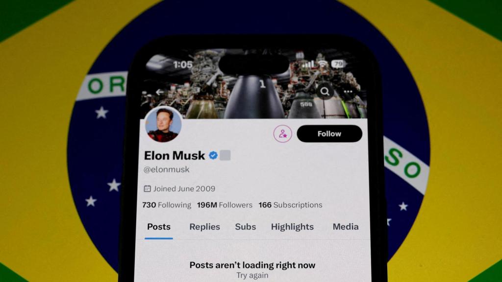 Perfil de Elon Musk en X (Twitter) con la bandera de Brásil