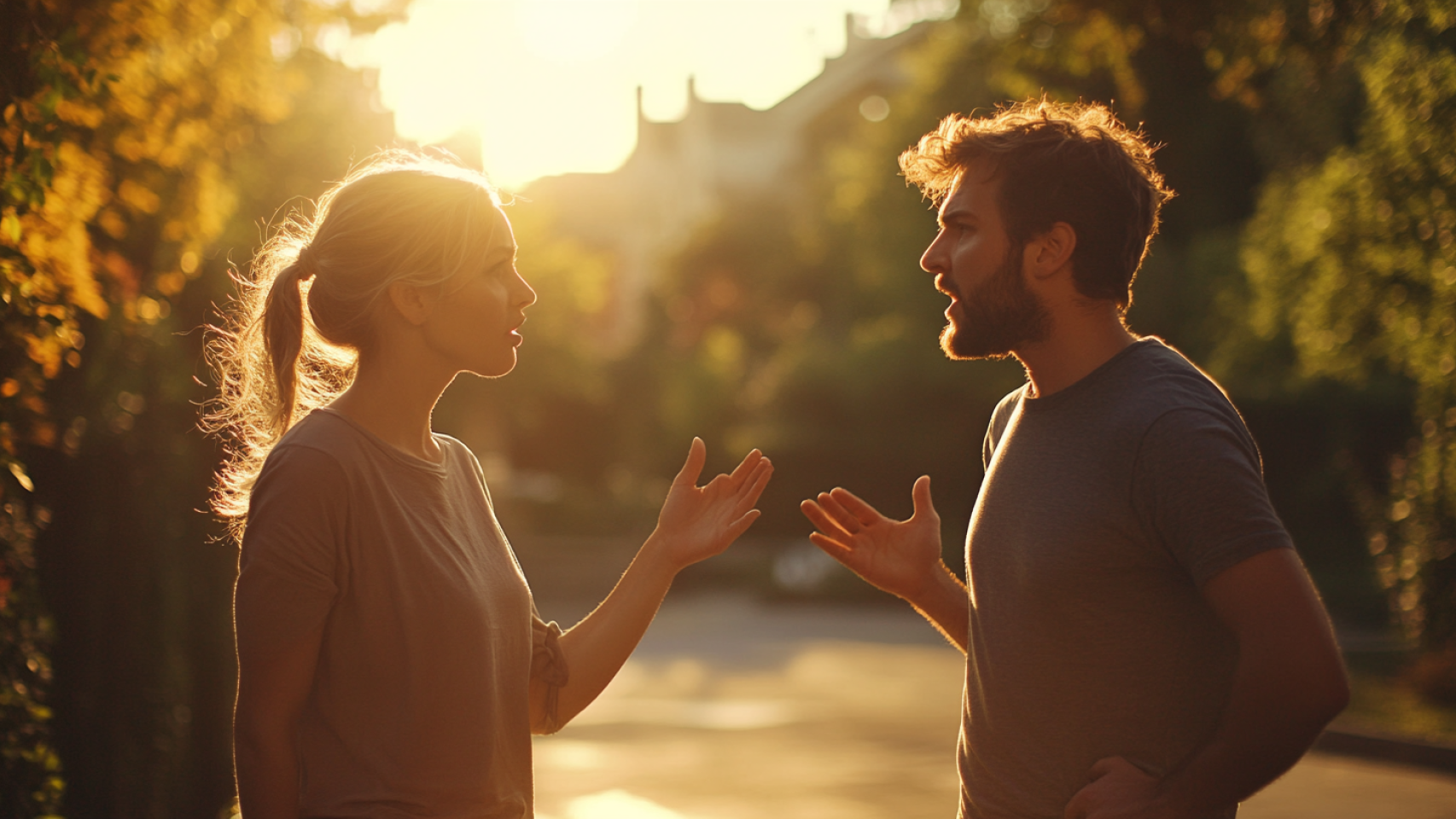 Pareja manteniendo una discusión