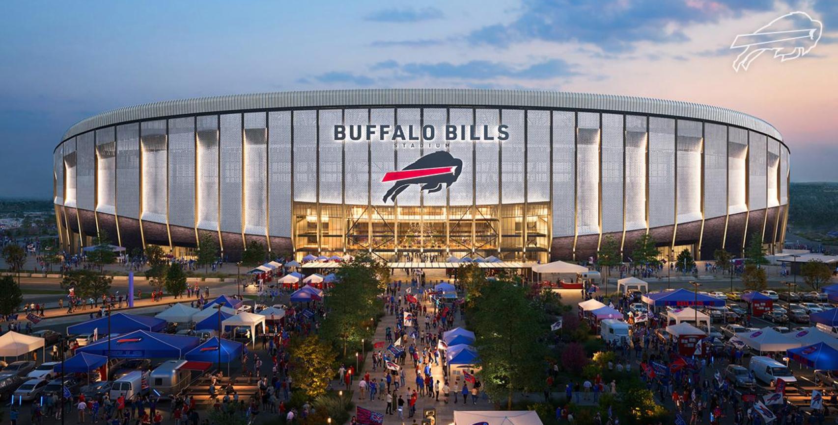 Vista exterior del estadio de los Buffalo Bills.