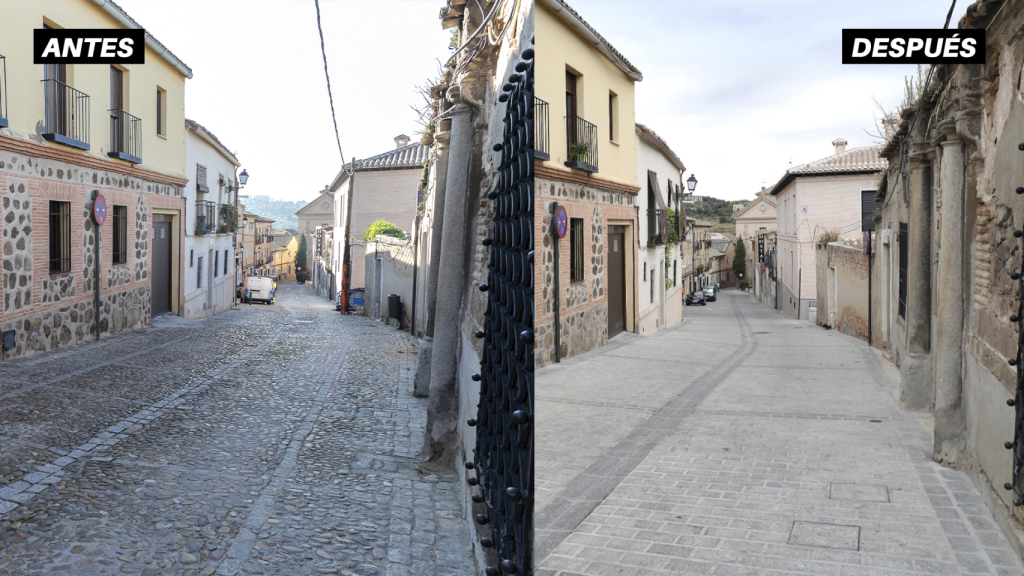 Antes y después de la obra en Descalzos y Calvario.