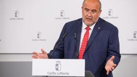 José Luis Martínez Guijarro, vicepresidente primero de la Junta de Comunidades de Castilla-La Mancha, este miércoles en rueda de prensa.