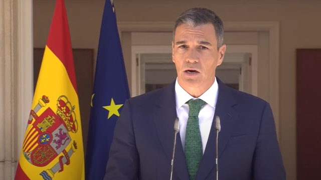 El presidente del Gobierno, Pedro Sánchez, este miércoles en una comparecencia desde La Moncloa.