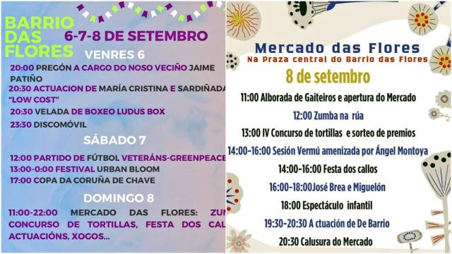 Programación 2024 del Mercado das Flores en A Coruña