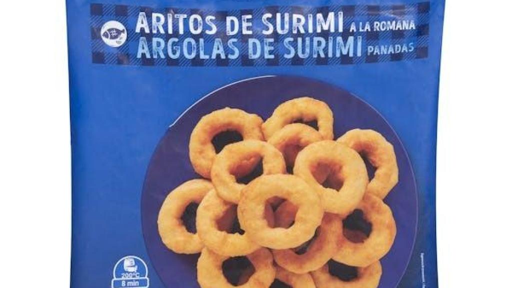 Aritos de surimi a la romana Hacendado.