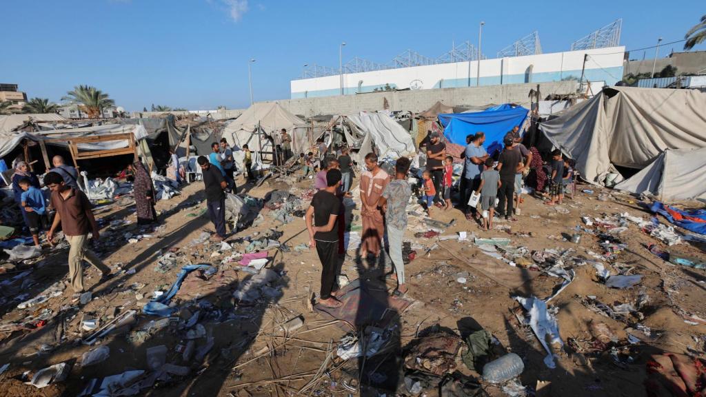 Lugar de un ataque israelí en el patio del hospital de los Mártires de Al-Aqsa, en Deir Al-Balah, en el centro de la Franja de Gaza. 5 de septiembre de 2024.