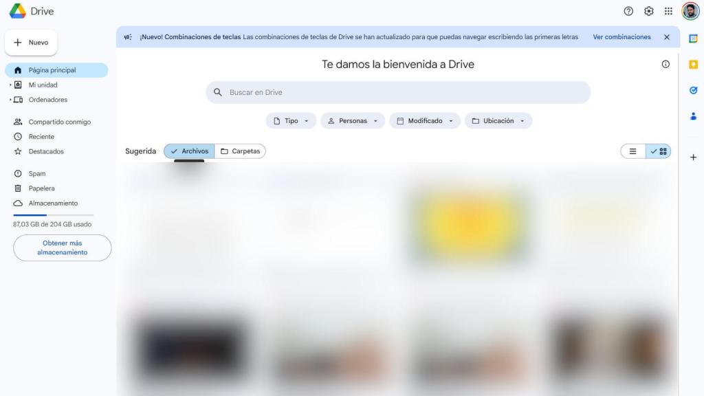 Nuevo diseño de la página de Google Drive