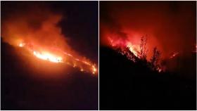 Imágenes del incendio forestal en Crecente.