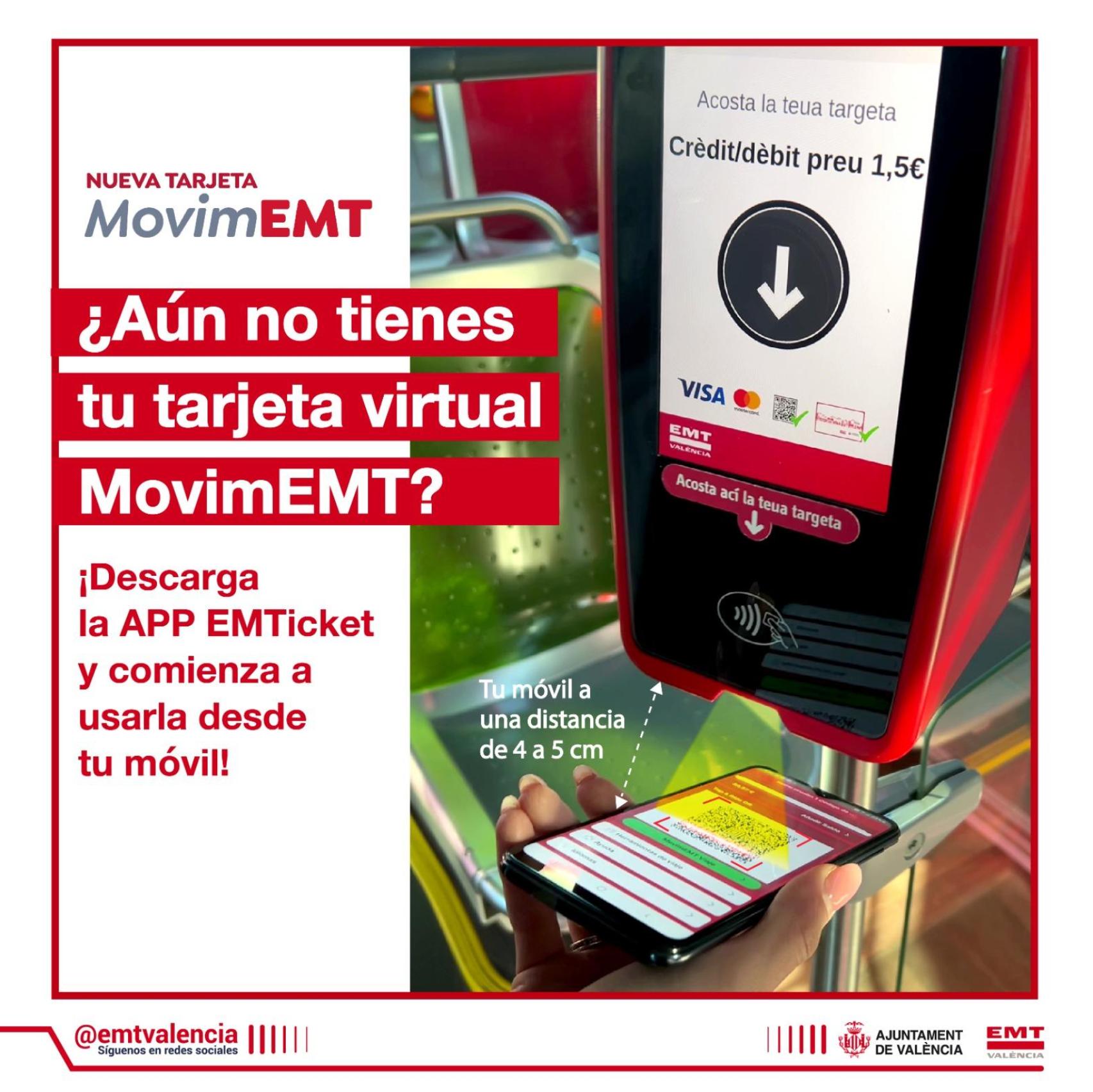 Nueva tarjeta virtual de la EMT Valencia. EE