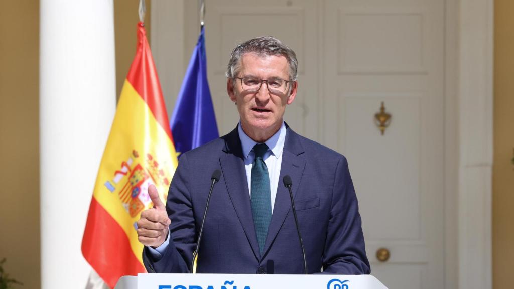 El presidente del PP, Alberto Núñez Feijóo, este viernes.