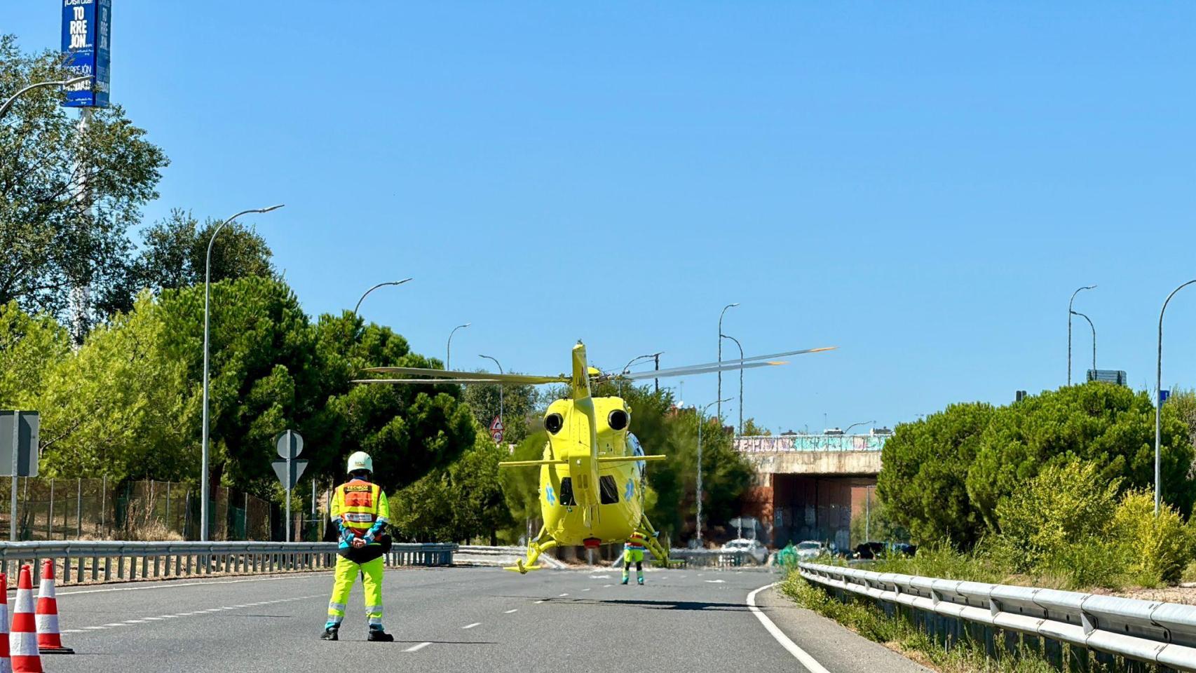 El helicóptero del Summa 112 en la A-2.