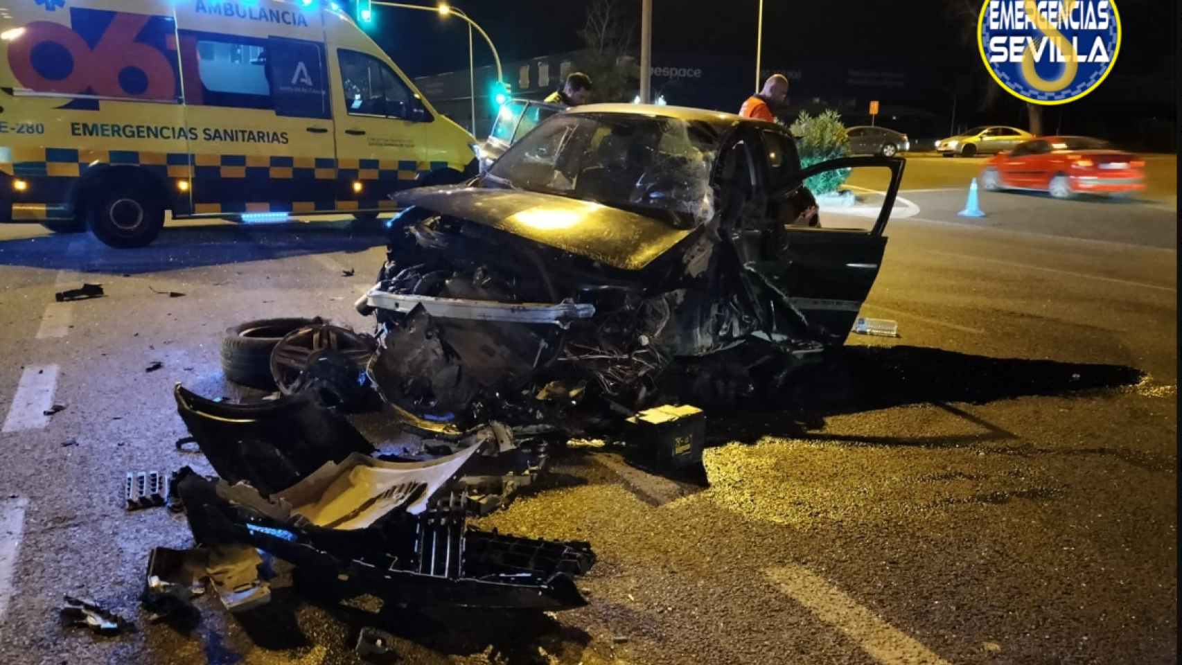 Estado en el que quedó el coche tras el accidente.