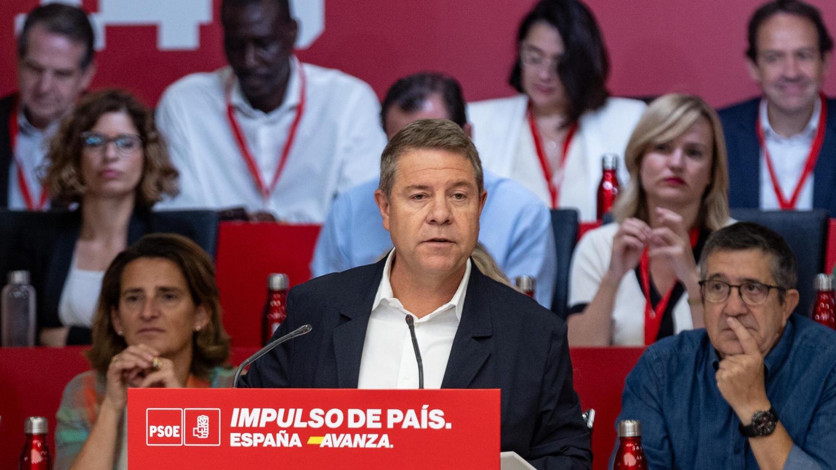 Emiliano García-Page durante su intervención este sábado en el Comité Federal del PSOE. Foto: Partido Socialista.