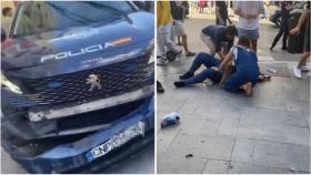 Coche de Policía involucrado en el atropello de varias personas en el centro de Madrid.