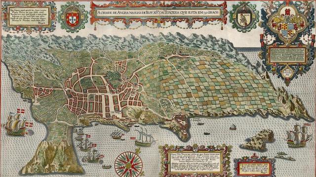 Mapa de 1595 representando la isla Terceira.