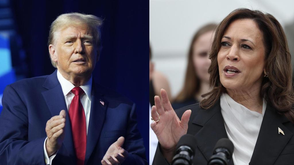 A la izquierda, Donald Trump. A la derecha, Kamala Harris.