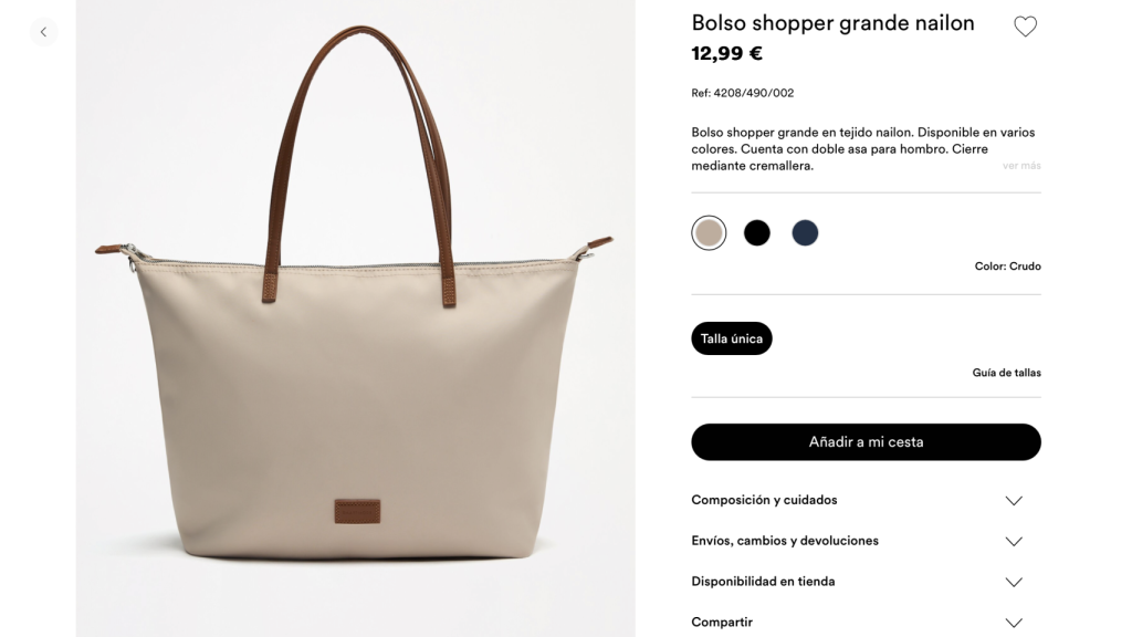 Bolso shopper grande nailon.