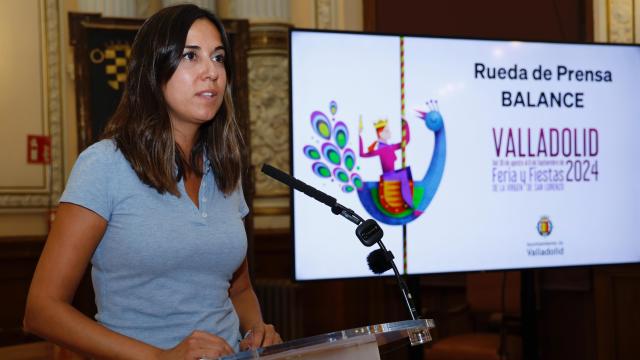 Blanca Jiménez, concejala de Turismo, Eventos y Marca Ciudad en el Ayuntamiento de Valladolid, durante la rueda de prensa del balance de las fiestas