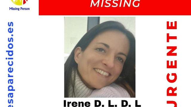 Cartel de la búsqueda de Irene, la mujer de 43 años desaparecida hoy en Boadilla del Monte.