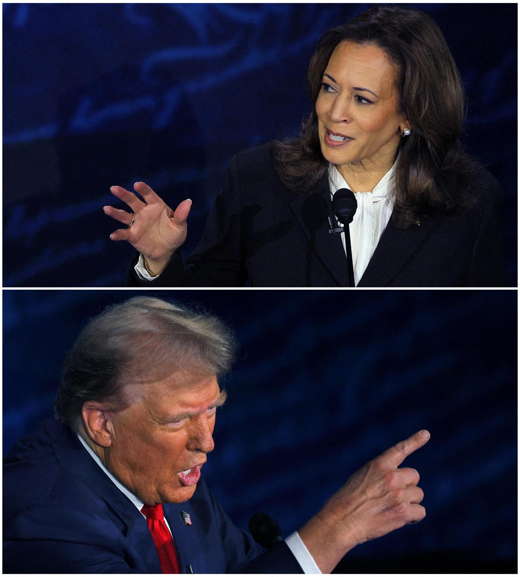 Kamala Harris y Donald Trump durante el debate celebrado en la cadena ABC.