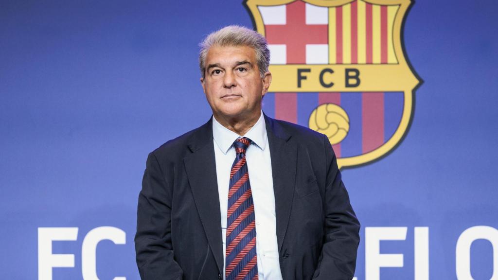 Joan Laporta, en una rueda de prensa del club