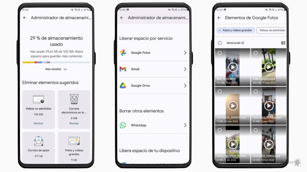 Liberando espacio en Google One