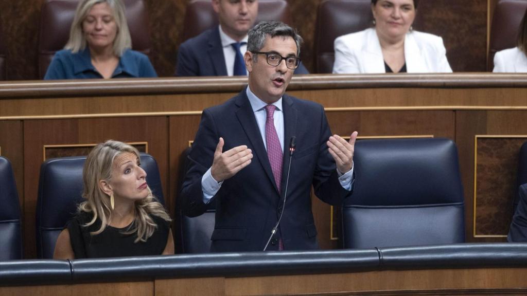 El ministro de Justicia, Félix Bolaños, este miércoles en el Congreso.