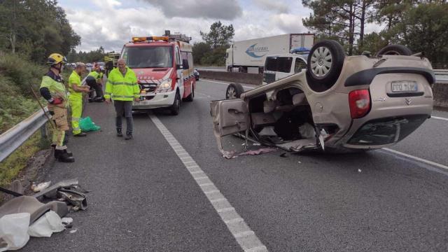 Accidente en la AP-9, a su paso por Teo (A Coruña).