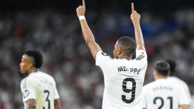 Mbappé celebra un gol con el Real Madrid